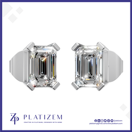 Emerald Lab Grown Diamond Stud Earrings