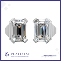 14k Gold Emerald Cut Laboratory Grown Diamond Stud Earrings