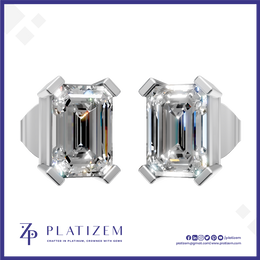 14k Gold Emerald Cut Lab Grown Diamond Stud Earrings