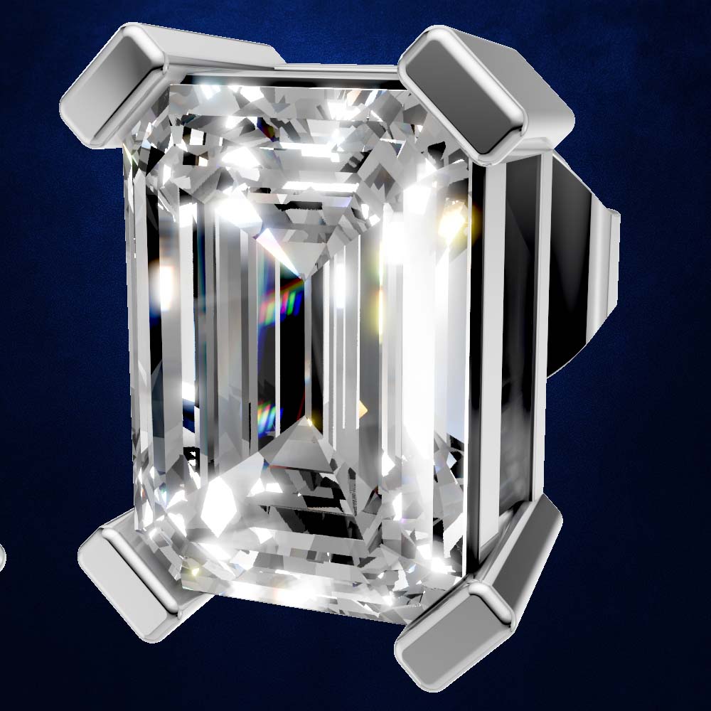 14k Gold Emerald Cut Laboratory Grown Diamond Stud Earrings