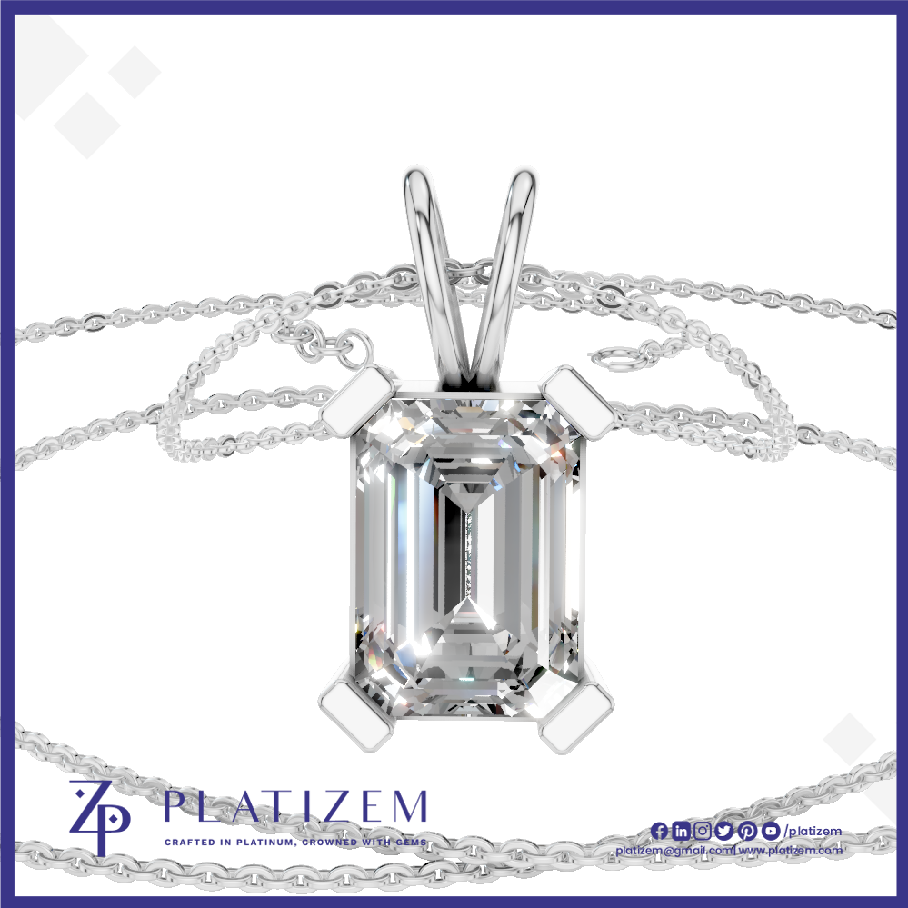 3 Carat Emerald Cut Laboratory Grown Diamond Pendant