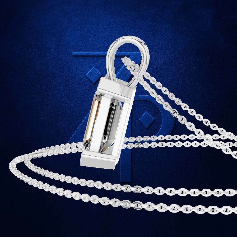 3 Carat Emerald Cut Laboratory Grown Diamond Pendant