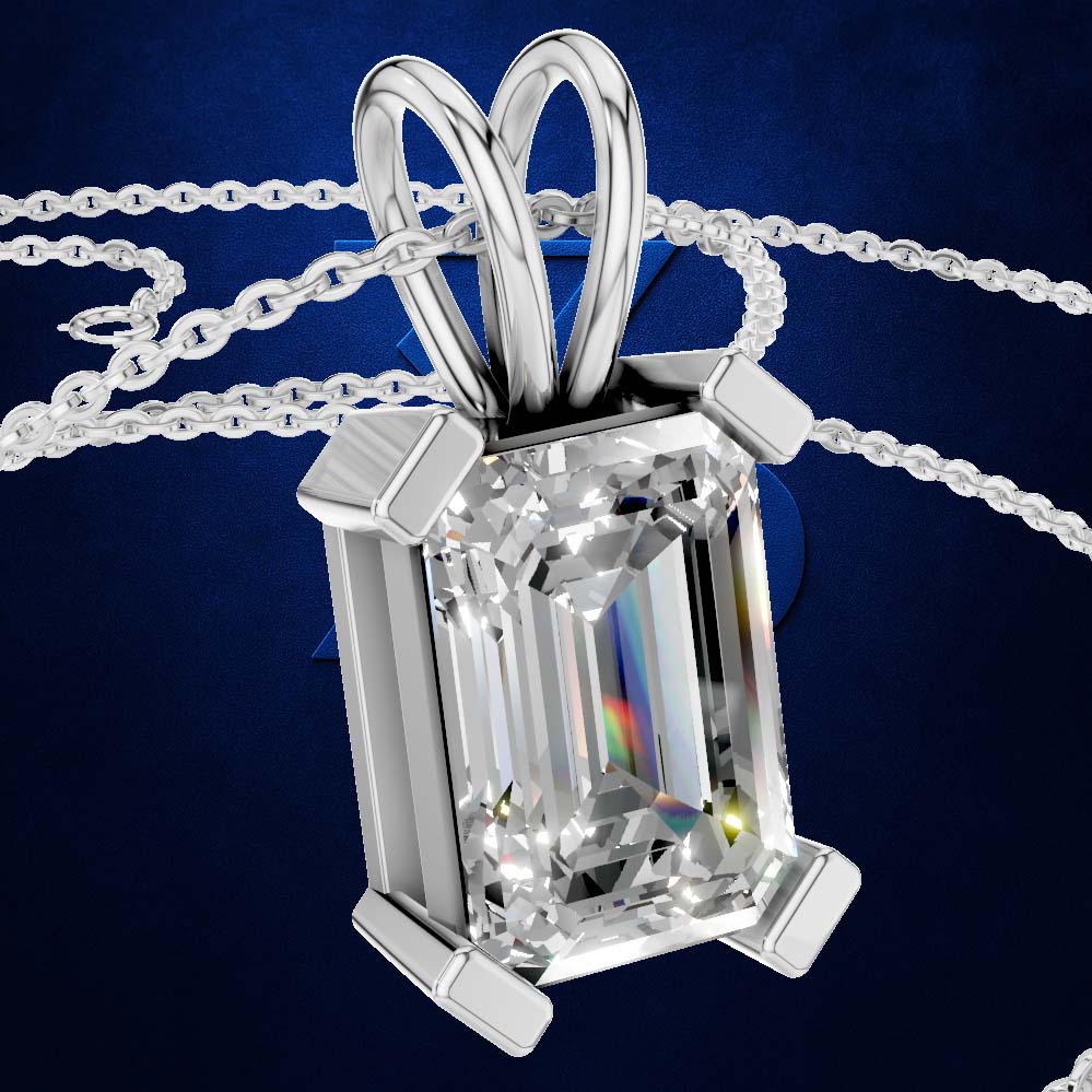 3 Carat Emerald Cut Laboratory Grown Diamond Pendant