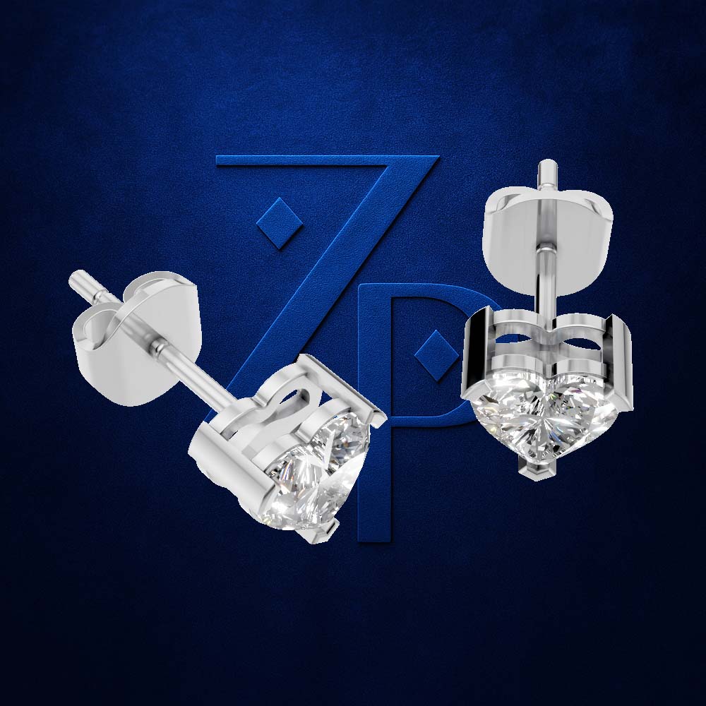 Heart Shaped Laboratory Grown Diamond Earrings Studs