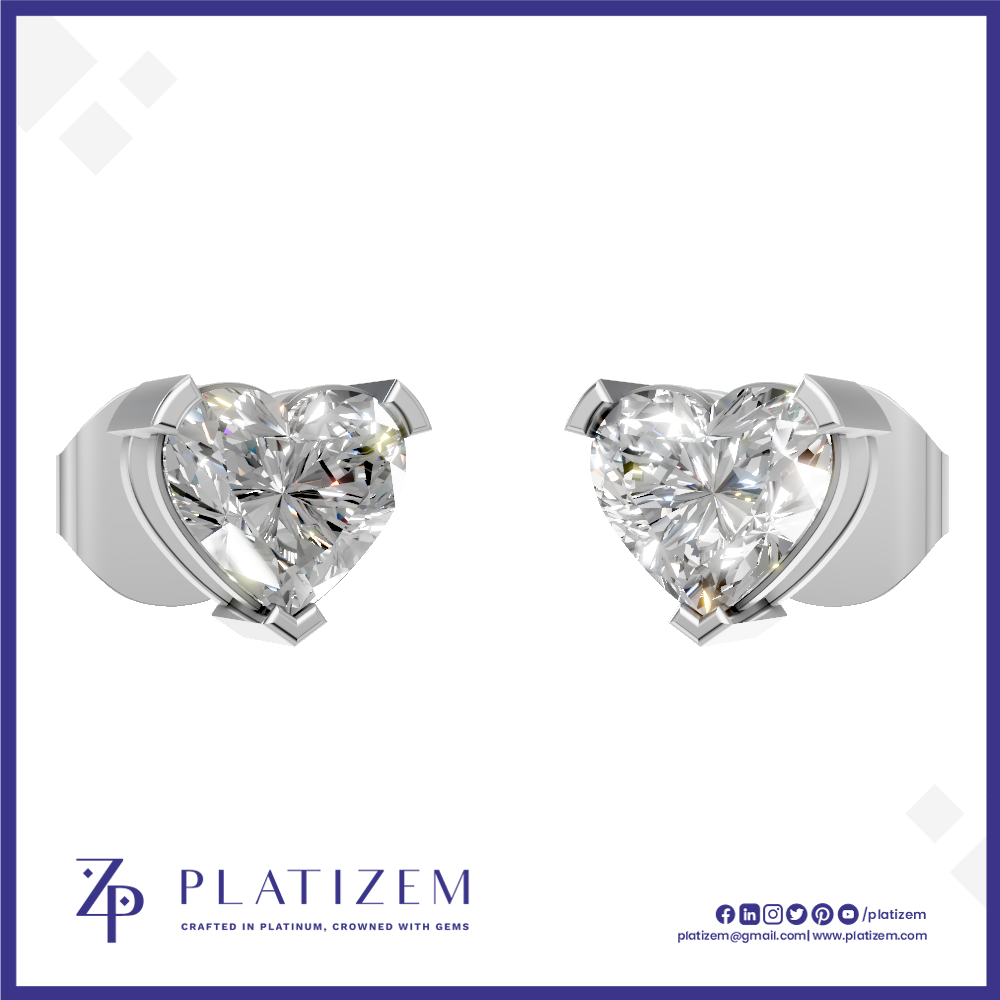 Heart Cut Laboratory Grown Diamond Stud Earrings