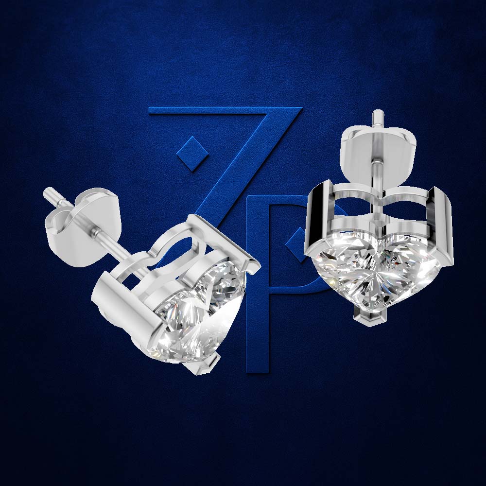 Gold With Heart Shaped Laboratory Grown Diamond Earrings