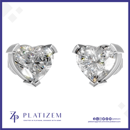 Heart Shaped Lab Grown Diamond Stud Earrings