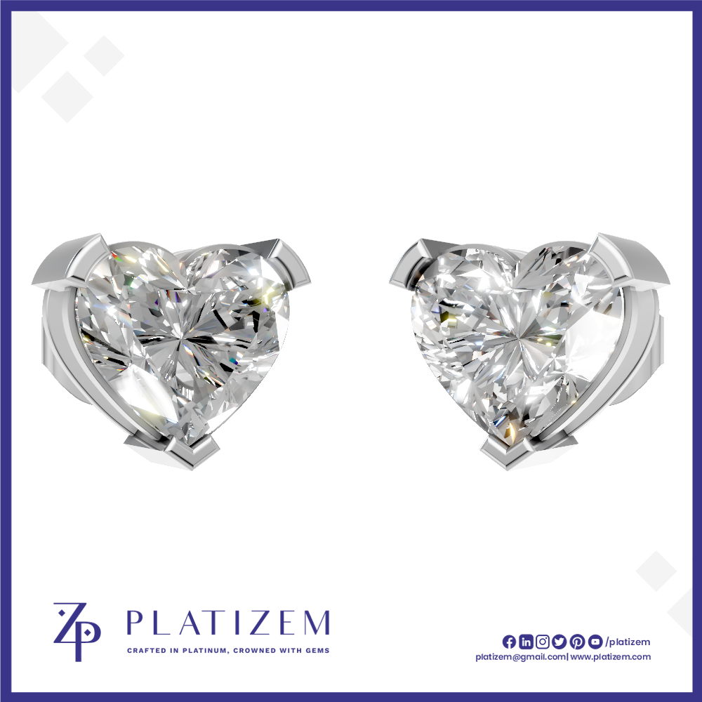 Heart Shaped Laboratory Grown Diamond Stud Earrings