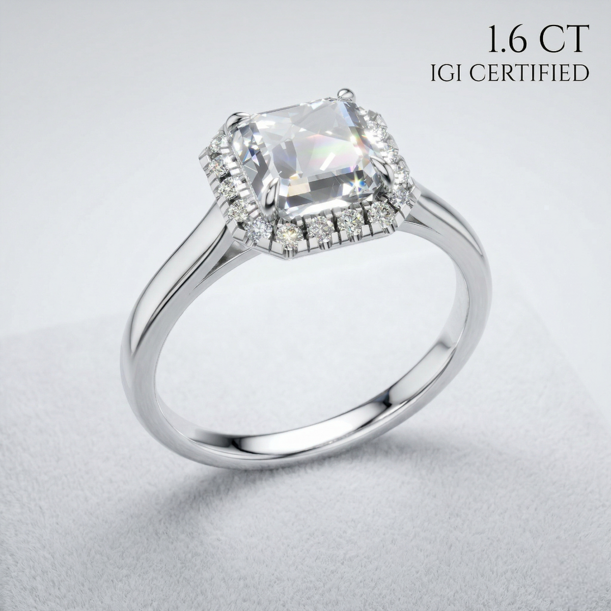 Platinum Emerald Laboratory Grown Diamond Engagement Ring