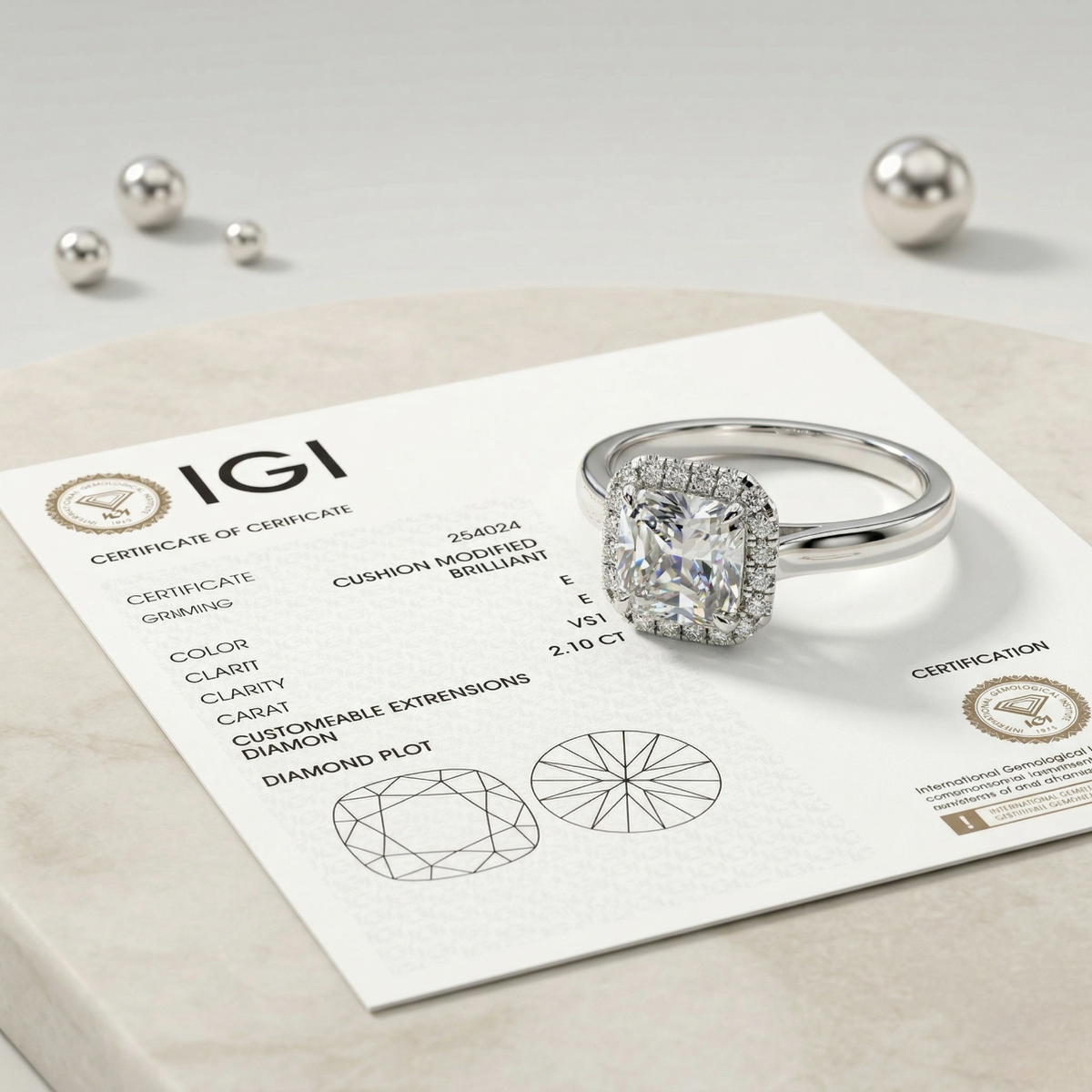 Platinum Emerald Laboratory Grown Diamond Engagement Ring