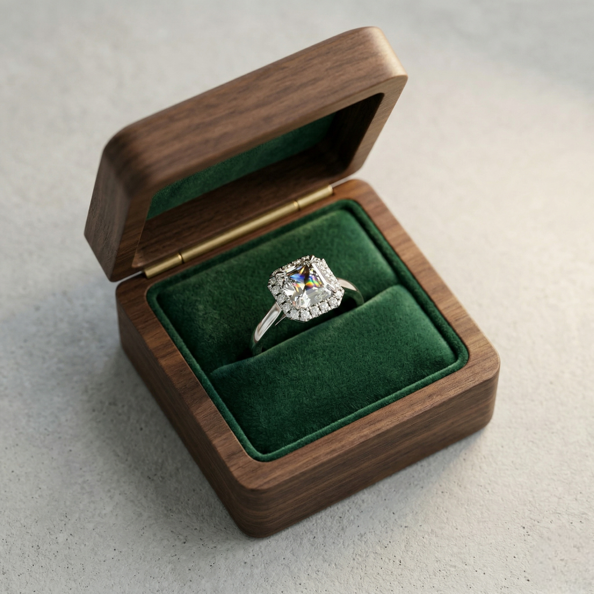 Platinum Emerald Laboratory Grown Diamond Engagement Ring