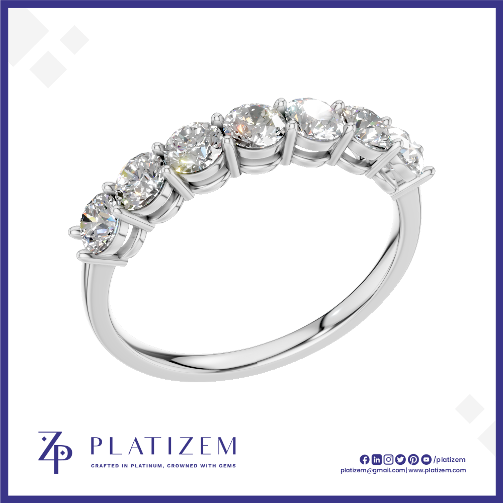 Round Cut Half Eternity Band Ring