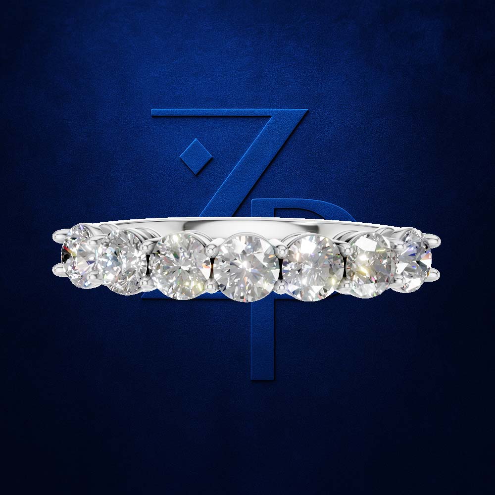 Round Cut Half Eternity Band Ring