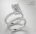 Platinum 950 Emerald Cut Engagement Ring Set
