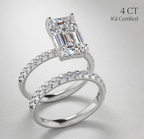 Platinum 950 Emerald Cut Engagement Ring Set