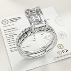 Platinum 950 Emerald Cut Engagement Ring Set