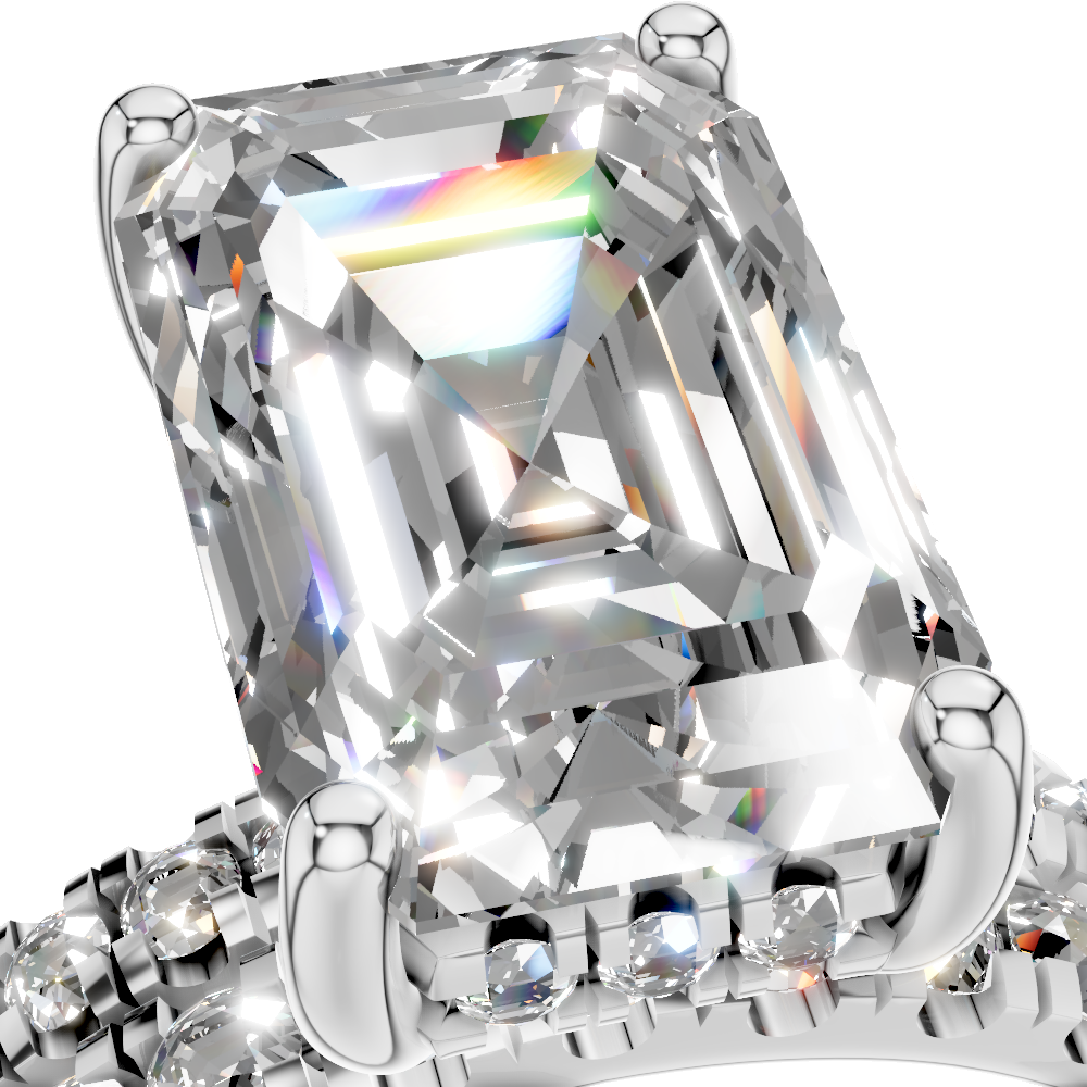 Platinum 950 Emerald Cut Engagement Ring Set