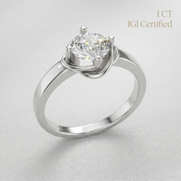 Unique Floral Shape Round Solitaire Engagement Ring for Women Luxury Fine Jewelry