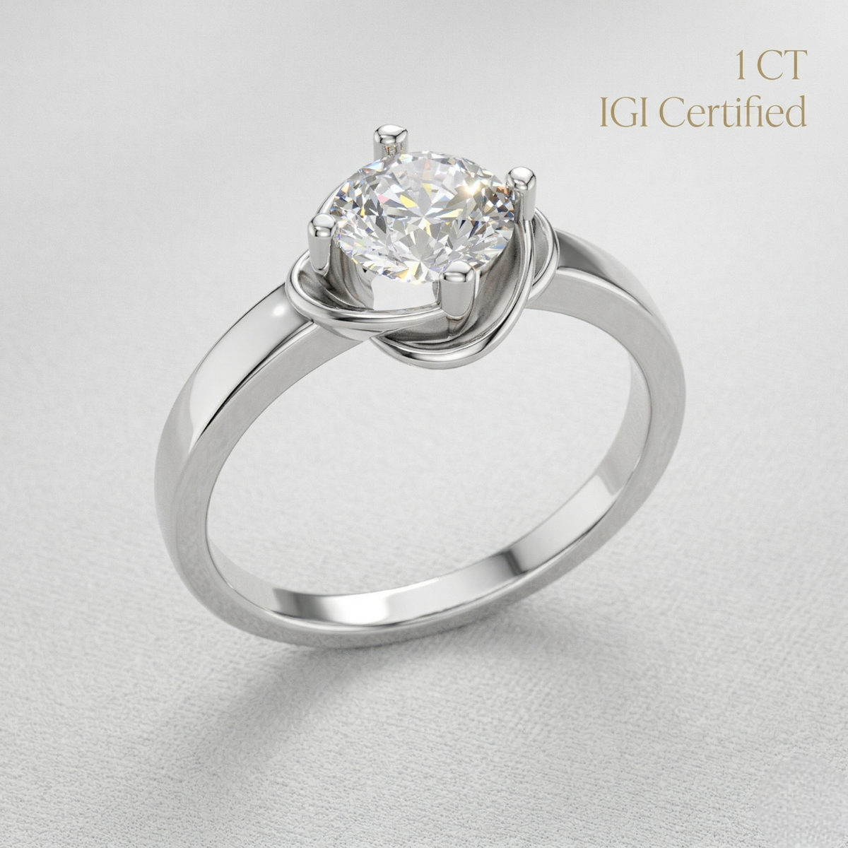 Unique Floral Shape Round Solitaire Engagement Ring for Women Luxury Fine Jewelry