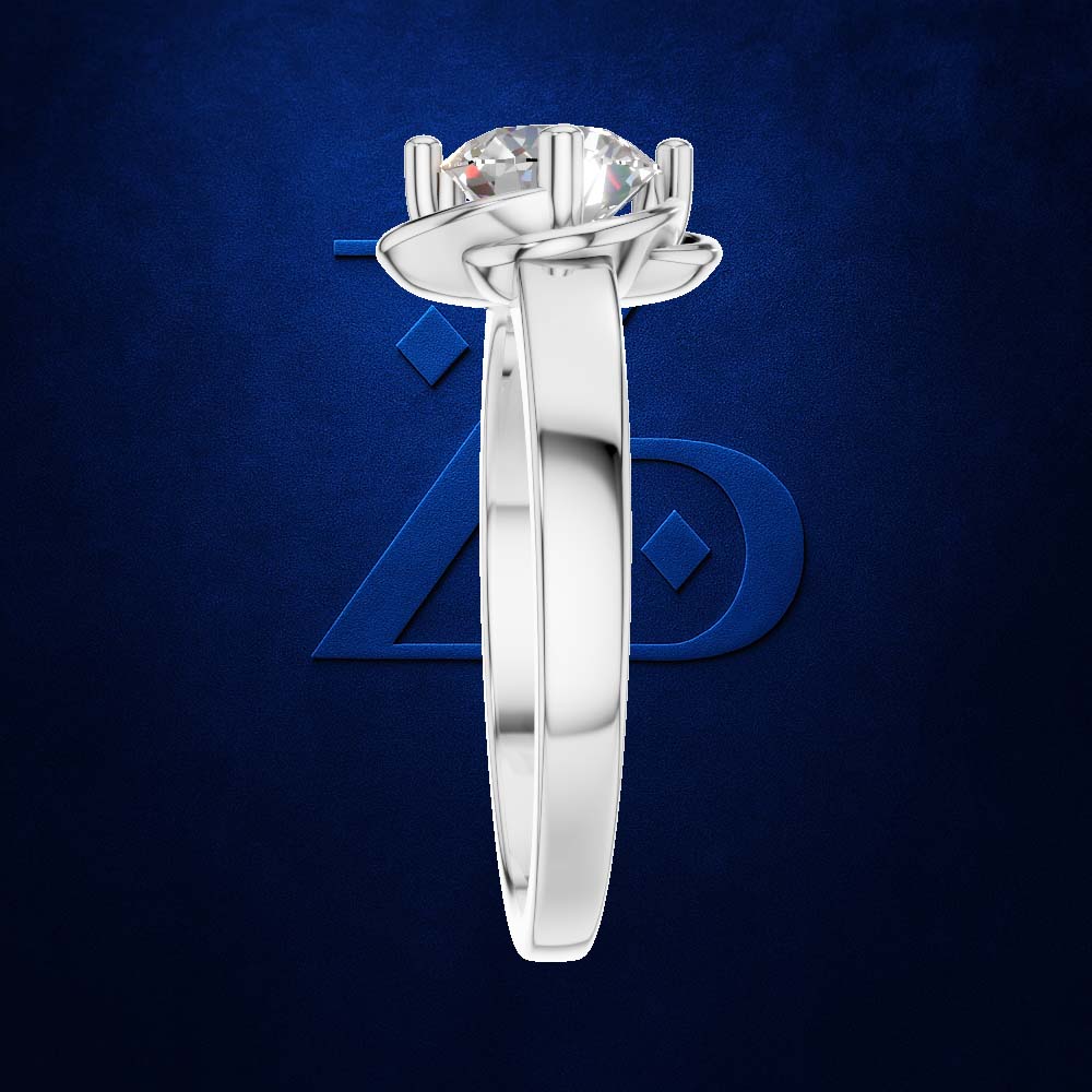 Unique Floral Shape Round Solitaire Engagement Ring for Women Luxury Fine Jewelry