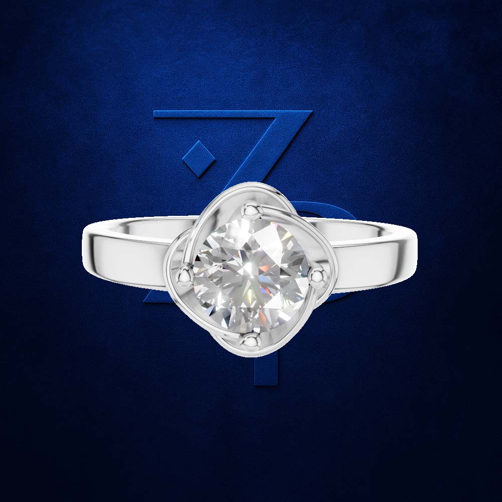 Unique Floral Shape Round Solitaire Engagement Ring for Women Luxury Fine Jewelry