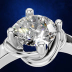 Unique Floral Shape Round Solitaire Engagement Ring for Women Luxury Fine Jewelry