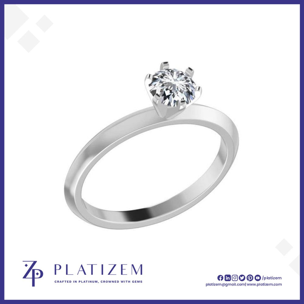 Round Solitaire Ring on Knife Edge Band