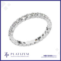 Round Cut Lab Grown Diamond Full Eternity Wedding Band