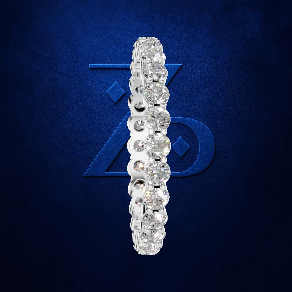 Round Cut Lab Grown Diamond Full Eternity Wedding Band