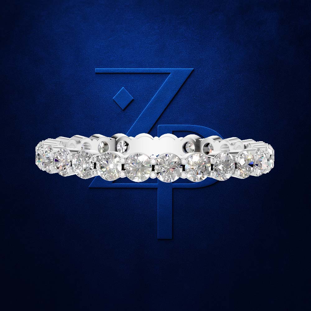 Round Cut Lab Grown Diamond Full Eternity Wedding Band