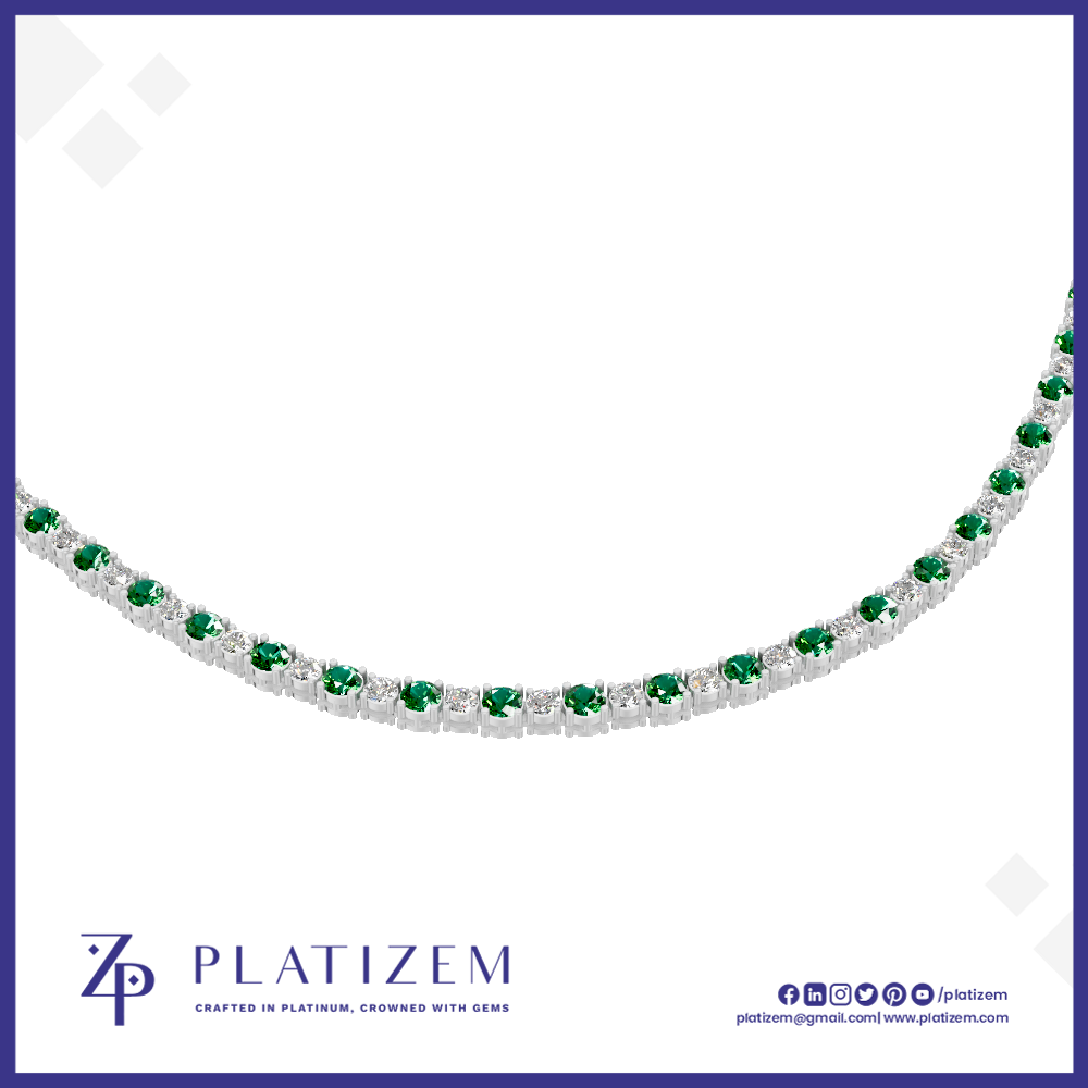 Emerald and Diamond Tennis Necklace in 14k Gold Elegant, Timeless, Luxury Jewelry