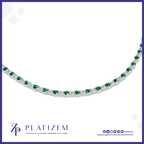 Emerald and Diamond Tennis Necklace in 14k Gold Elegant, Timeless, Luxury Jewelry