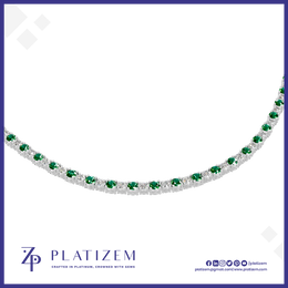 Emerald and Diamond Tennis Necklace in 14k Gold Elegant, Timeless, Luxury Jewelry