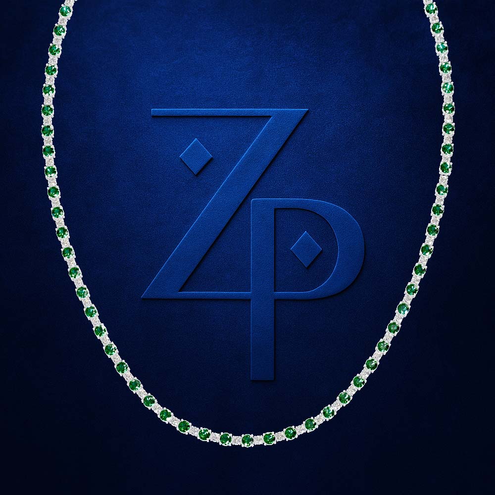 Timeless Laboratory Grown Diamonds and Emerald Tennis Necklace  Fine Jewelry for Women