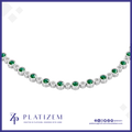 Emerald and Diamond Tennis Necklace in White Gold Luxury Jewelry with Timeless Elegance