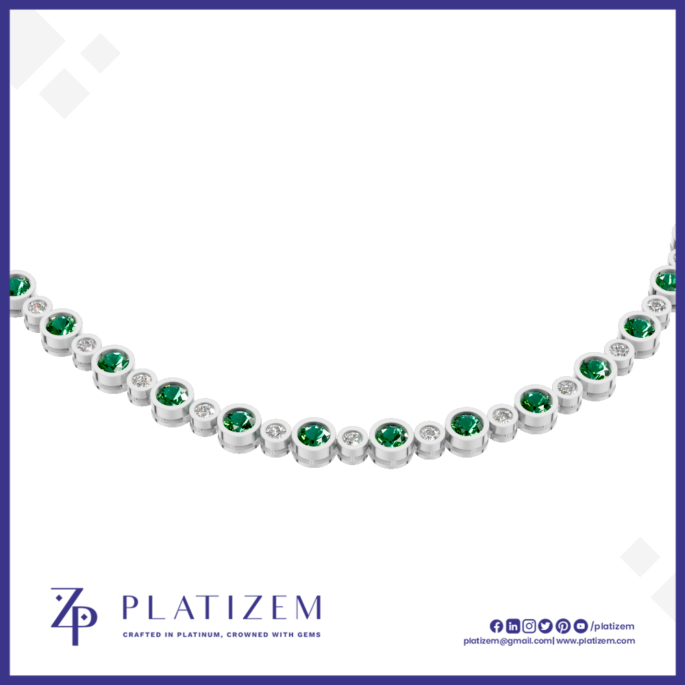 Emerald and Diamond Tennis Necklace in White Gold Luxury Jewelry with Timeless Elegance