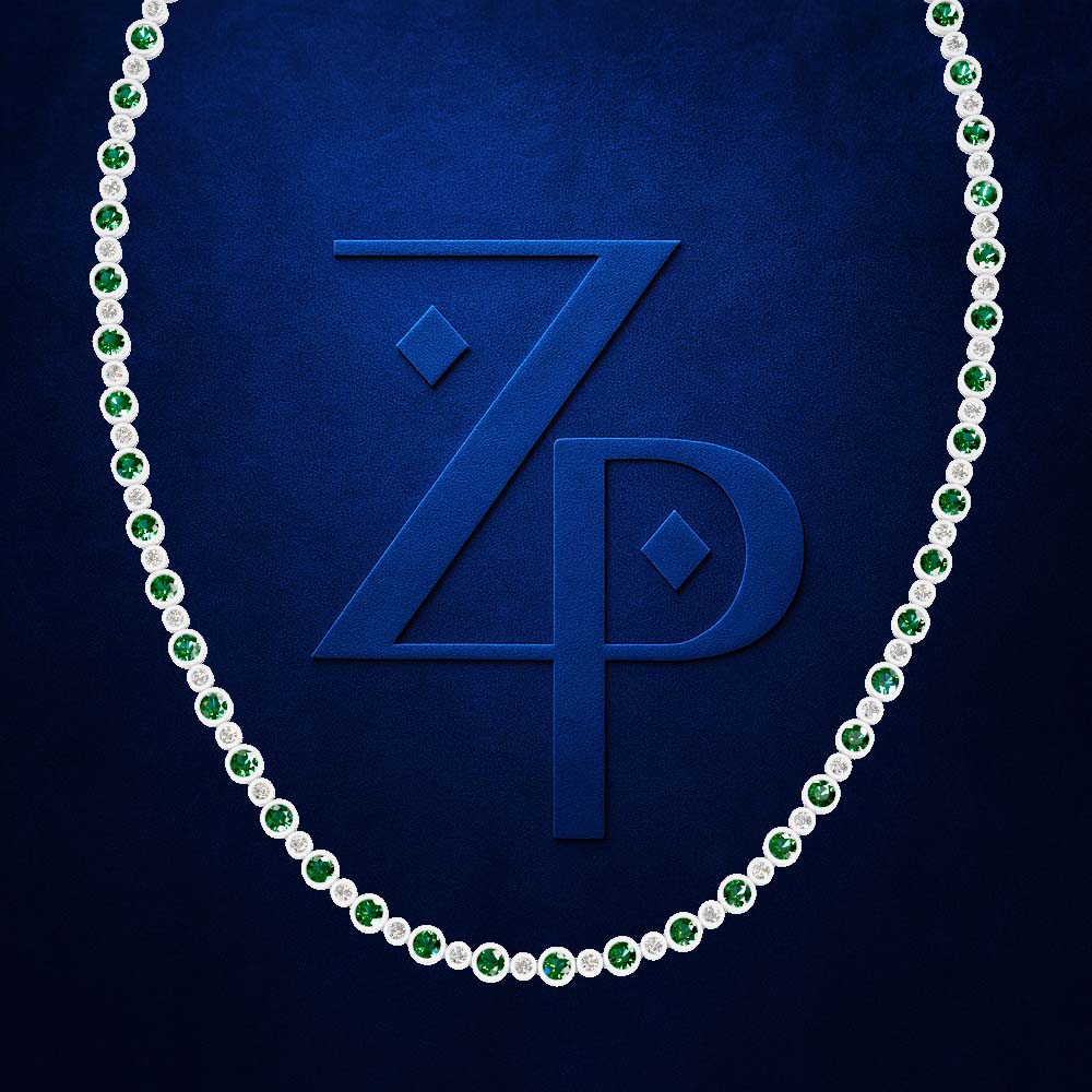 Emerald and Diamond Tennis Necklace in White Gold Luxury Jewelry with Timeless Elegance