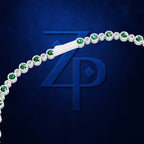 Emerald and Diamond Tennis Necklace in White Gold Luxury Jewelry with Timeless Elegance