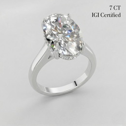 Oval Cut Hidden Halo Engagement Ring in Gold and Platinum Lab Grown Diamond Luxury