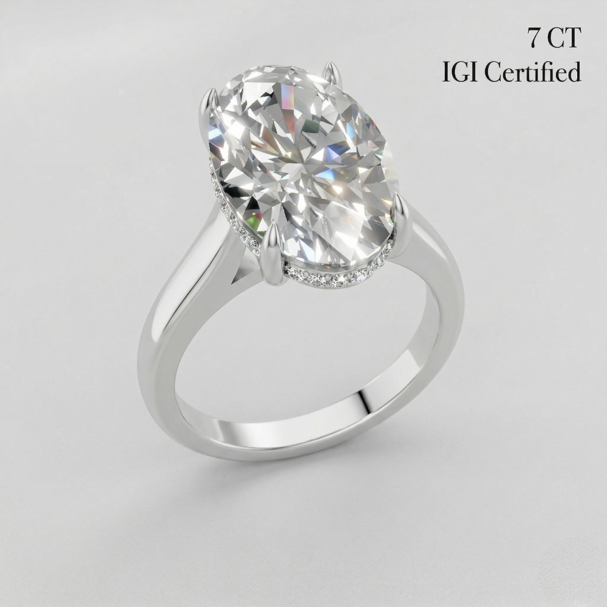 Oval Cut Hidden Halo Engagement Ring in Gold and Platinum Laboratory Grown Diamond Luxury