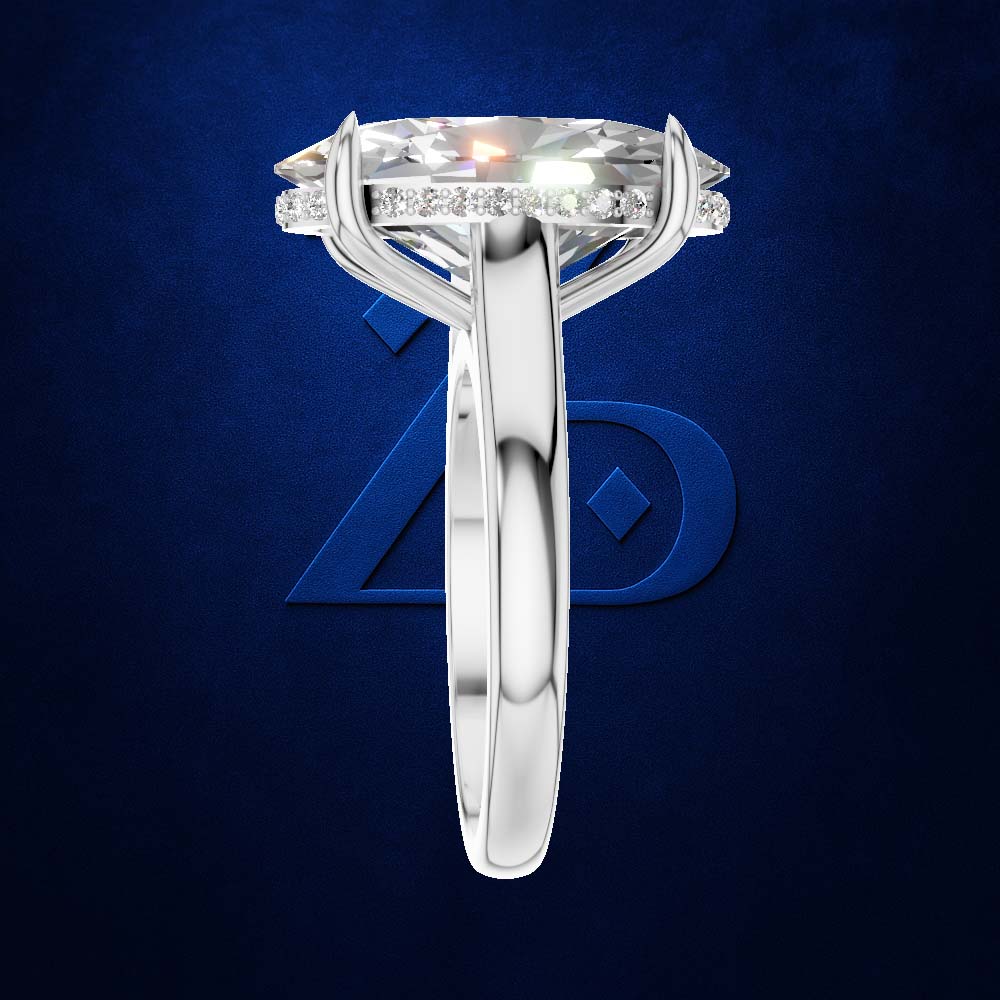 Oval Cut Hidden Halo Engagement Ring in Gold and Platinum Laboratory Grown Diamond Luxury