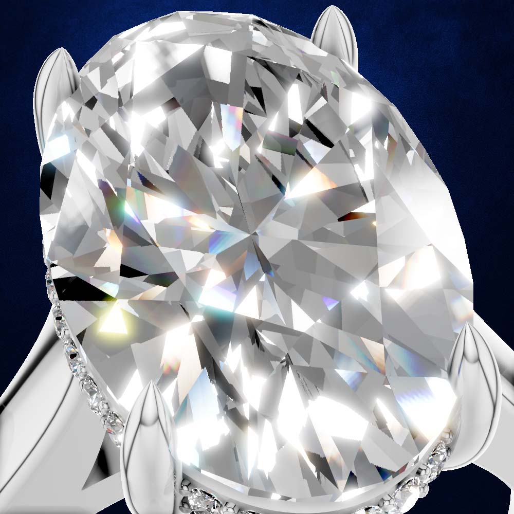Oval Cut Hidden Halo Engagement Ring in Gold and Platinum Laboratory Grown Diamond Luxury