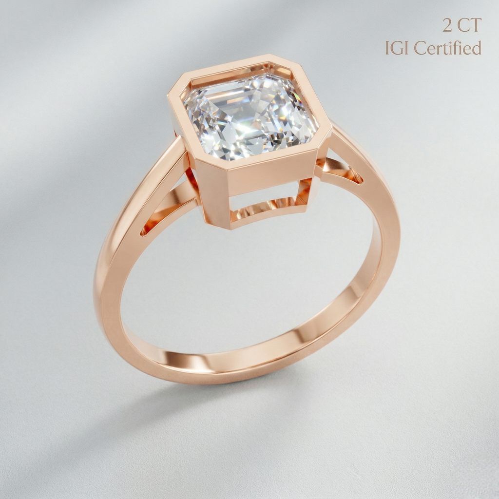 Emerald Cut Solitaire Lab Grown Diamond Ring Gold and Platinum Luxury