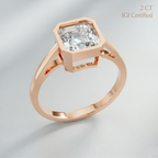 Emerald Cut Solitaire Lab Grown Diamond Ring Gold and Platinum Luxury