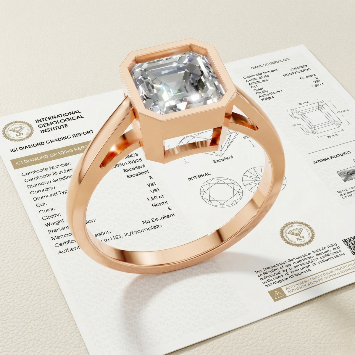 Emerald Cut Solitaire Lab Grown Diamond Ring Gold and Platinum Luxury