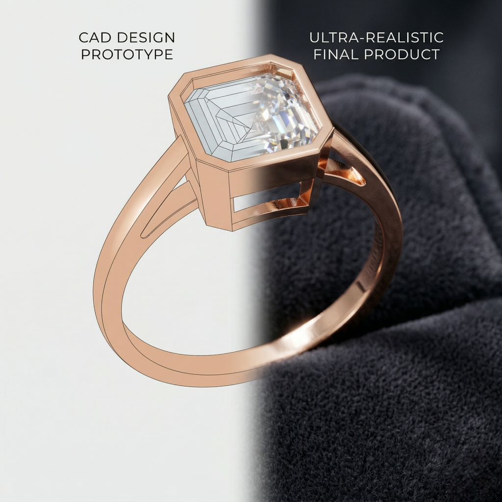 Emerald Cut Solitaire Lab Grown Diamond Ring Gold and Platinum Luxury