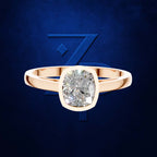 Cushion Cut Bezel Set Engagement Ring Gold, Silver and Platinum Diamond Luxury