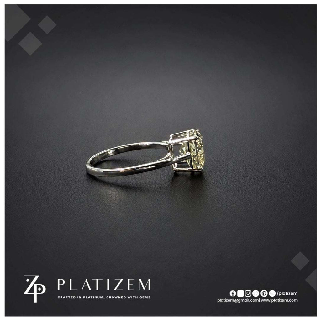 2.5 Carat Fancy Yellow Cushion Cut Lab Created Diamond Ring