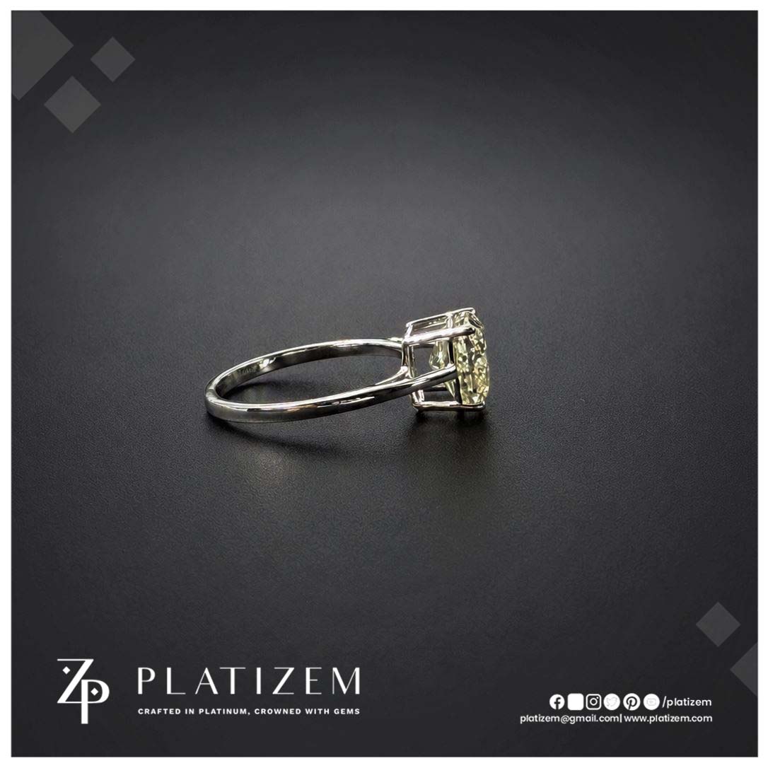 2.5 Carat Fancy Yellow Cushion Cut Lab Created Diamond Ring