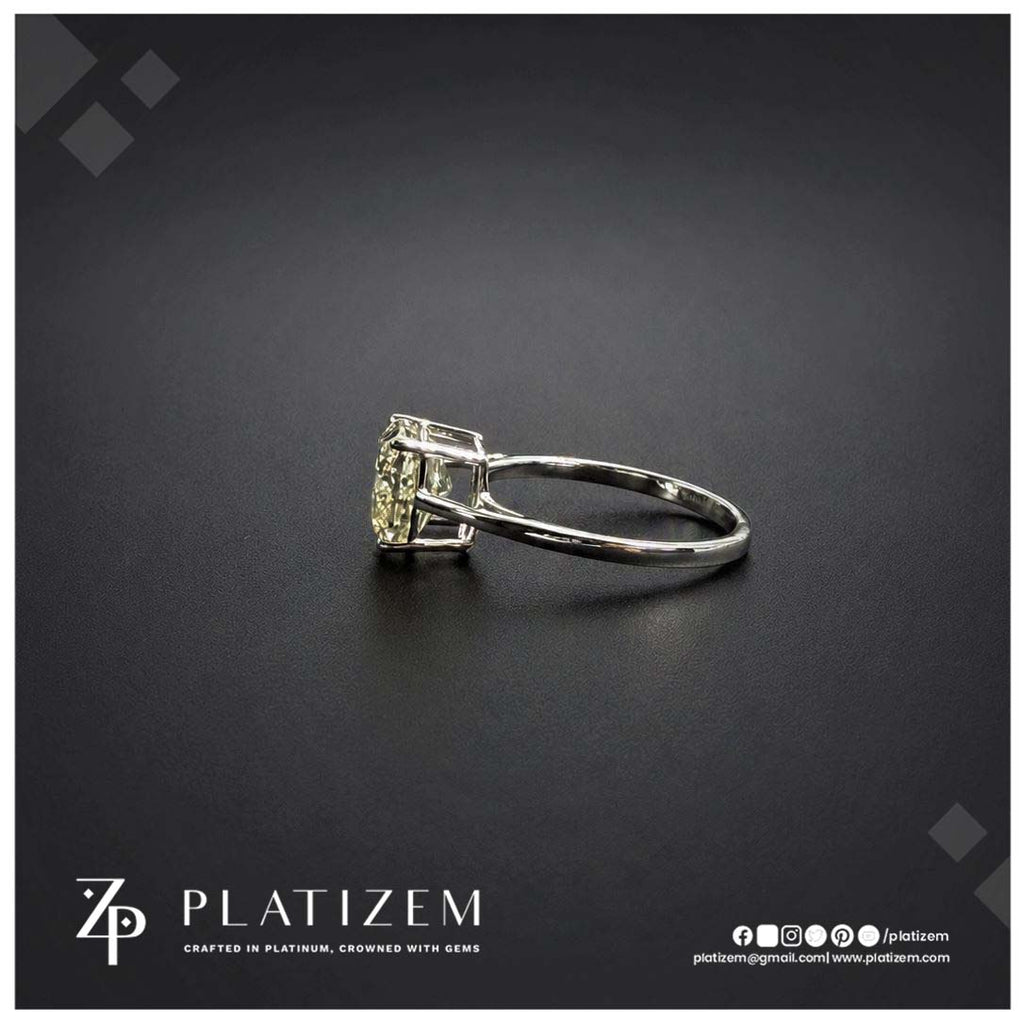2.5 Carat Fancy Yellow Cushion Cut Lab Created Diamond Ring